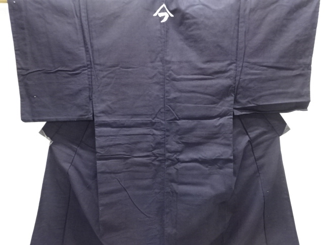 アンティーク　木綿本藍べんがら染単衣男物着物(腰紐付き)